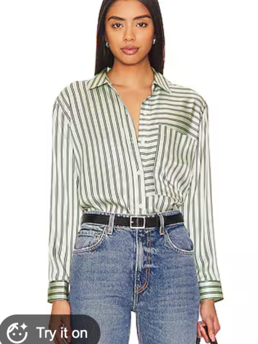 Rails Striped Button Down Shirt White Green